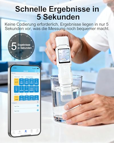 Neuer 9-in-1 Intelligenter Wassertester Trinkwasser, Digital Trinkwasser Tester für TDS, Trübung, EC, Temperatur, Salzgehalt, GH, TOC, COD, UV275, Wasserqualität Tester für Trinkwasser, Leitungswasser