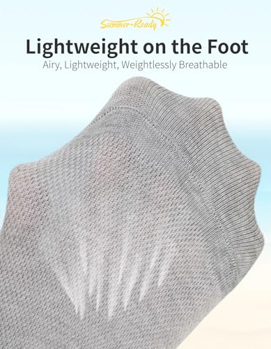 Image of CLOSEMATE Mens No Show Socks Cotton Thin High Elasticity Low Cut Ankle Socks with Non Slip Grips 6 Pairs