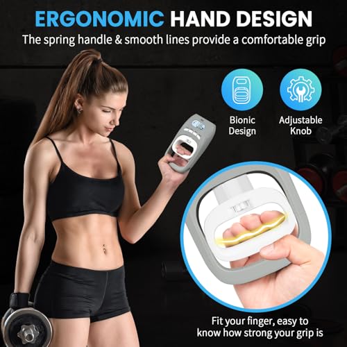 Image of TIPRE 396lbs /180kg Grip Strength Tester, Digital Dynamometer With LCD Display, Adjustable Hand Grip Training Gauge, Exercisers for Sports Home School Use - Gray