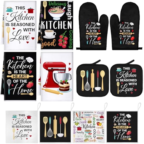 12 Pcs Farmhouse Kitchen Towel and Pot Holder Set