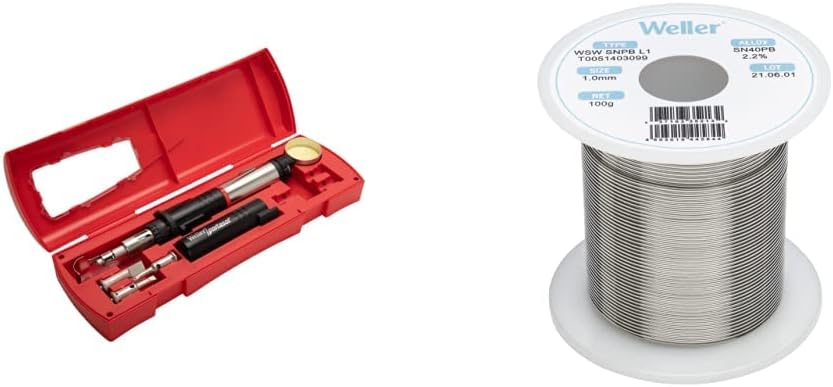 Weller PSI100K Super-Pro Kit de soldador de butano inalámbrico autoencendido con alambre de soldadura Weller Dia: 1.0 mm / 0.039 in, peso: 100 g / Weller PSI100K Super-Pro Kit de soldador de butano inalámbrico autoencendido con alambre de soldadura Weller Dia: 1.0 mm / 0.039 in, peso: 100 g /