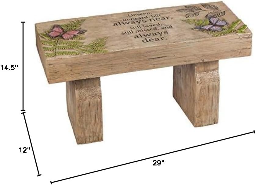 EvergreenGarden Those We Love Memorial Garden Bench - Butterflies & Ferns Outdoor Decor for Loved Ones, Pets, Patios, Gardens & Gravesites