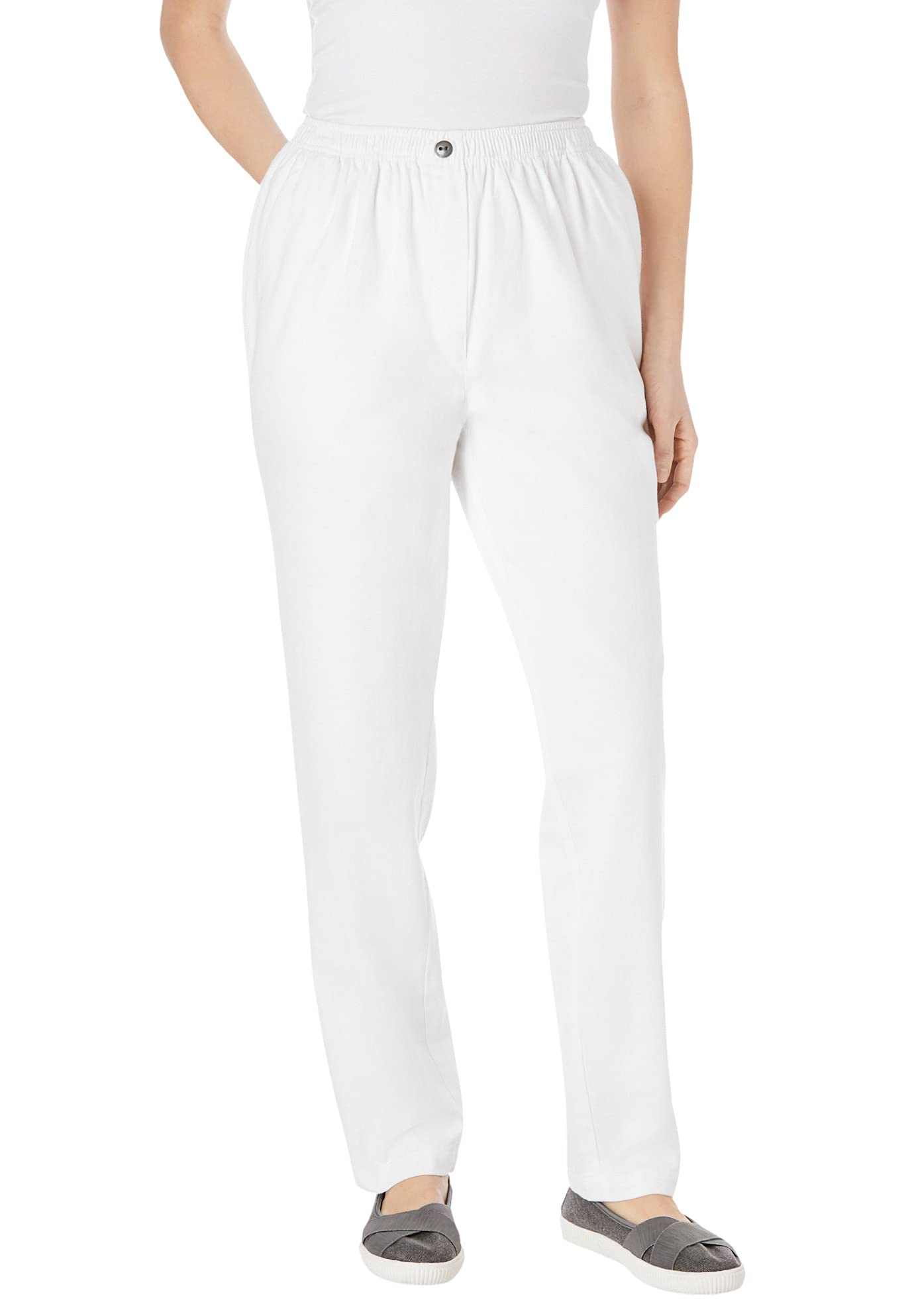 Woman Within Plus Size 7-Day Straight-Leg Elastic-Waist Denim Jean (Petite & Tall Available)