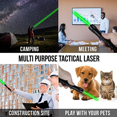 Solidkraft High Power Green Laser, Tactical Long Range Laser, Rechargeable Laser Single-Press On/Off, Adjustable Focus Hunting Rifle Scope With Carrying Case #TOP3