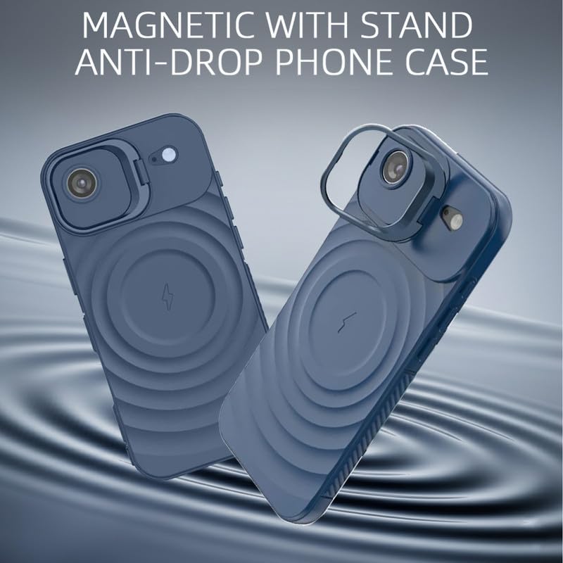 Image of LuxuryKase Shockproof Case for iPhone Air | Ripple Pattern | Camera Protection | Inner Velvet Fabric Lining | Protective Cover with Enhanced Grip & Wireless Charging Support - Blue