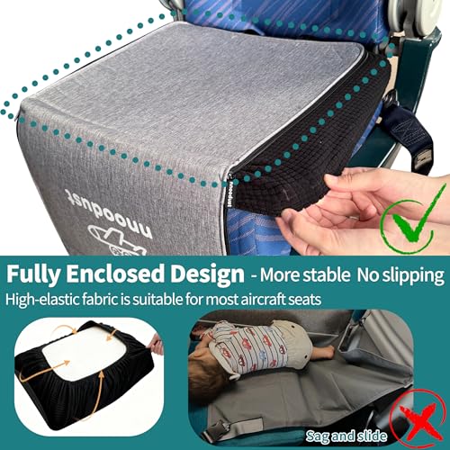Image of Toddler Airplane Bed for Toddler with Tray Cover Can Turn into Bag, Toddler Airplane Seat Extender for Kids, Baby Airplane Bed Baby Travel Essentials for Flying, Toddler Travel Bed