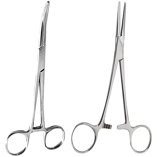 SURGICAL ONLINE Juego de 2 héstatos curvos y rectos de 7 pulgadas, pinzas de bloqueo de acero inoxidable, ideal para enfermeras, fórceps de pesca,