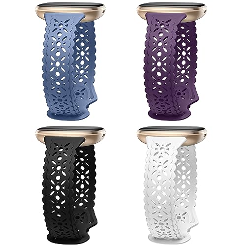 Charlam 4 Pack Lace Silicone Straps Compatible with Fitbit Versa 3/ Versa 4 Straps/Fitbit Sense/Sense 2 Strap