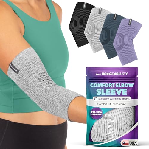 BraceAbility Elbow Compression Sleeve for Bursitis - Olecranon Elbow Brace for Tendonitis, Tennis...