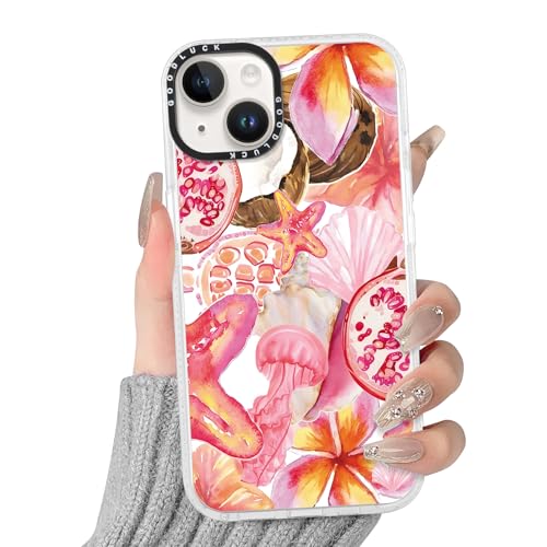 Yoedge Trasparente Cover per iPhone 14/iPhone 13, Aesthetic Estivi Frutto Creatura Marina Motivo Carino Disegni per Donne, Silicone Custodia Telaio Flessibile Bumper Case per iPhone13 6,1',Rosa Summer