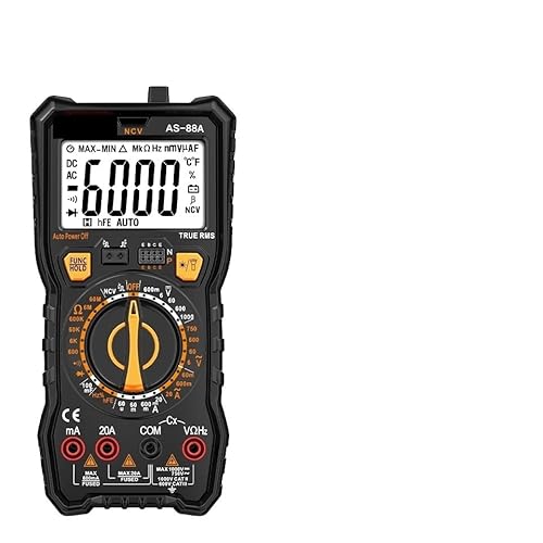 デジタルプロフェッショナルマルチメーター、6000カウント、TRMS、オートレンジ、DC/AC電圧テスター、オームメーター、電気マルチメーターNCV(AS-88B)