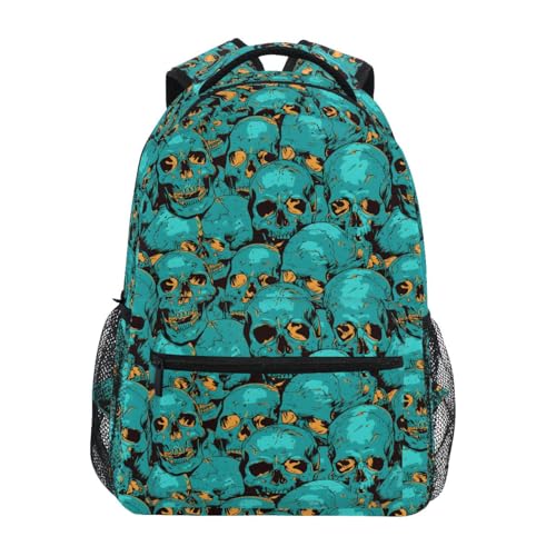 Sac à dos d'écolier grande capacité avec imprimé Zombie Skulls résistant
