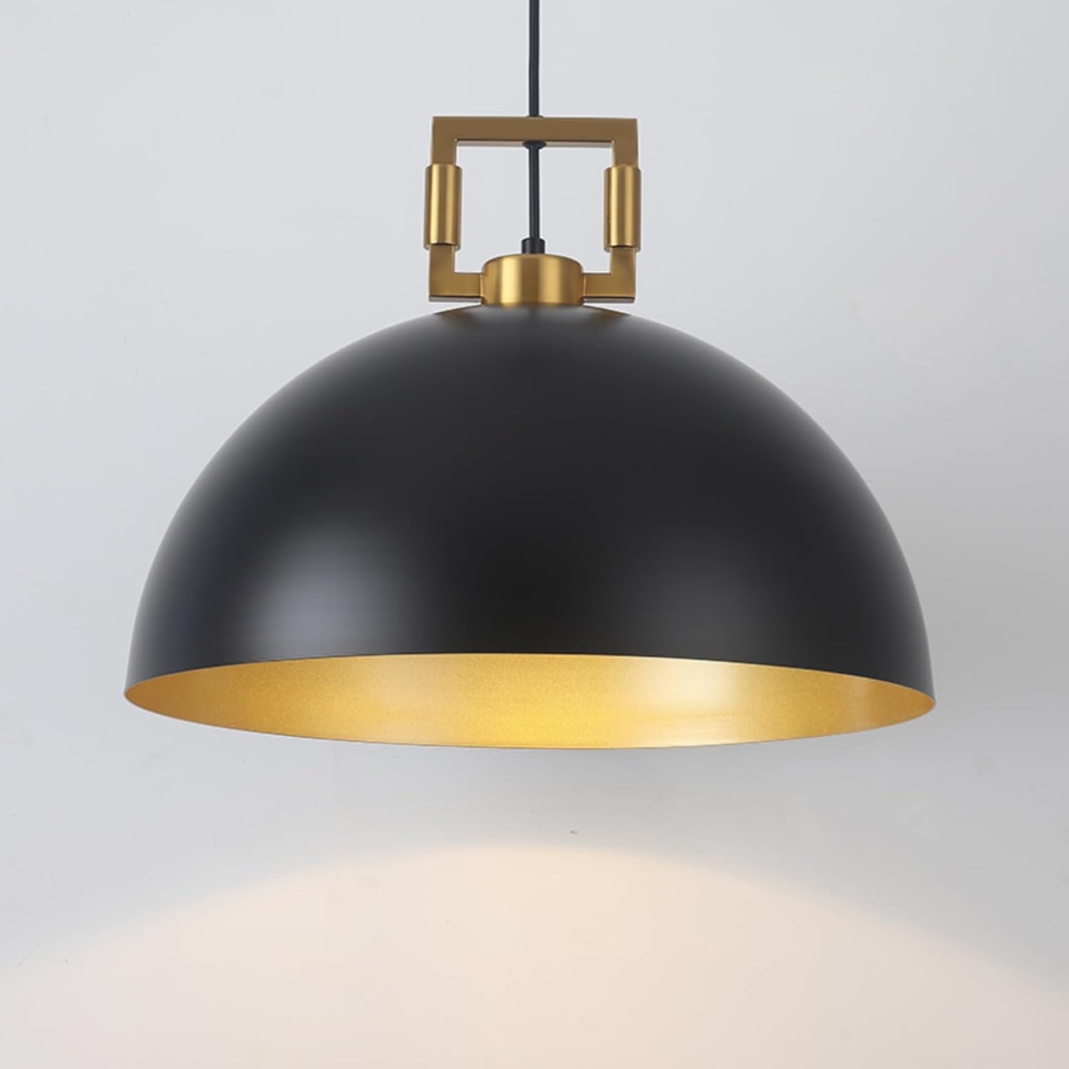 Pendant Light Fixture- 17.7 inches Black and Gold Pendant Lighting for Kitchen Island Large Dome Farmhouse Chandelier Industrial Vintage Hanging Lamp for Dining Room Hallway Entryway?Gold? Black Gold+Gold