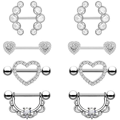 GLAITC Anillos de Pezón de Acero Inoxidable Cover