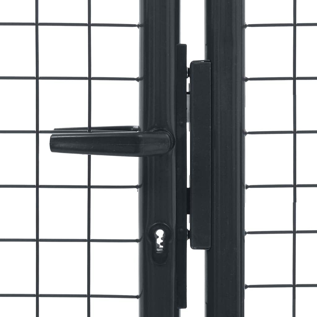 Brama ogrodowa z siateczki, ocynkowana stal, podwójna brama skrzydłowa, brama ogrodowa, brama ogrodzeniowa, brama ogrodowa, brama z siatki ocynkowanej, 400 x 125 cm, szara