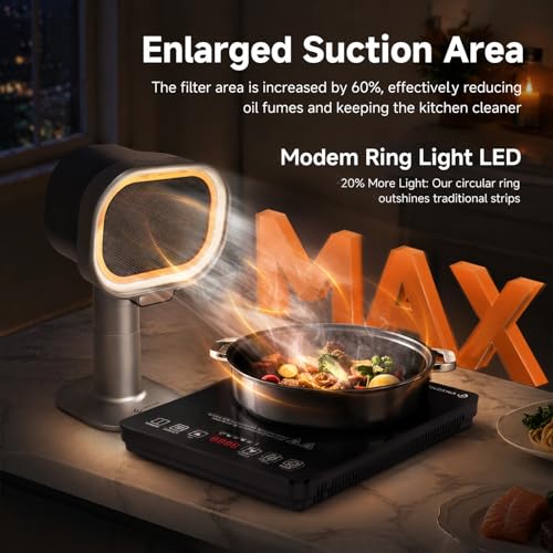 Image of Portable Range Hood, 4-Speed Desktop Exhaust Fan with Telescopic Height