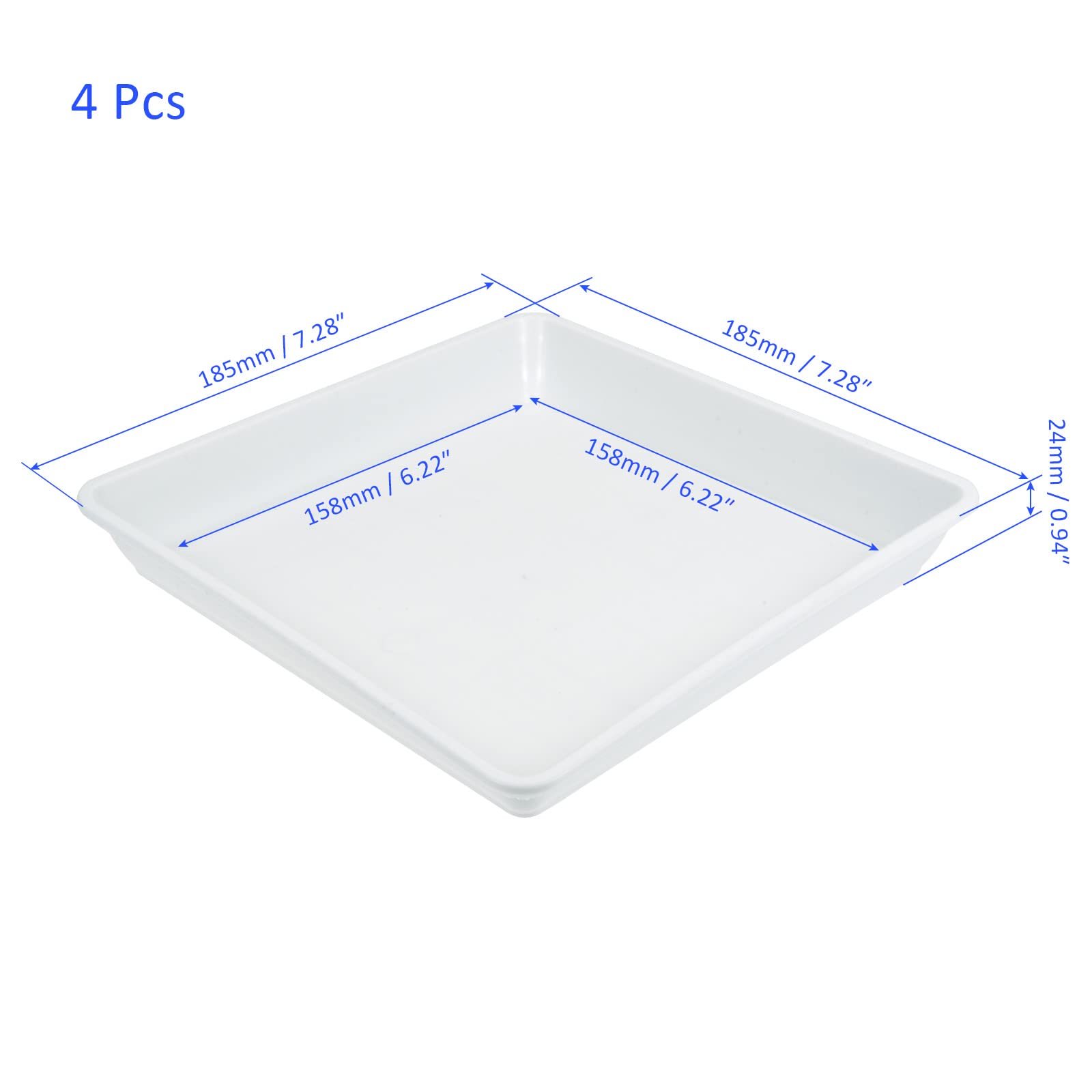 10 Sottovasi Quadrati In Plastica Bianca 7 Pollici (18,5 Cm) Per Piante Da Interno/esterno – Proteggi Pavimenti E Mobili