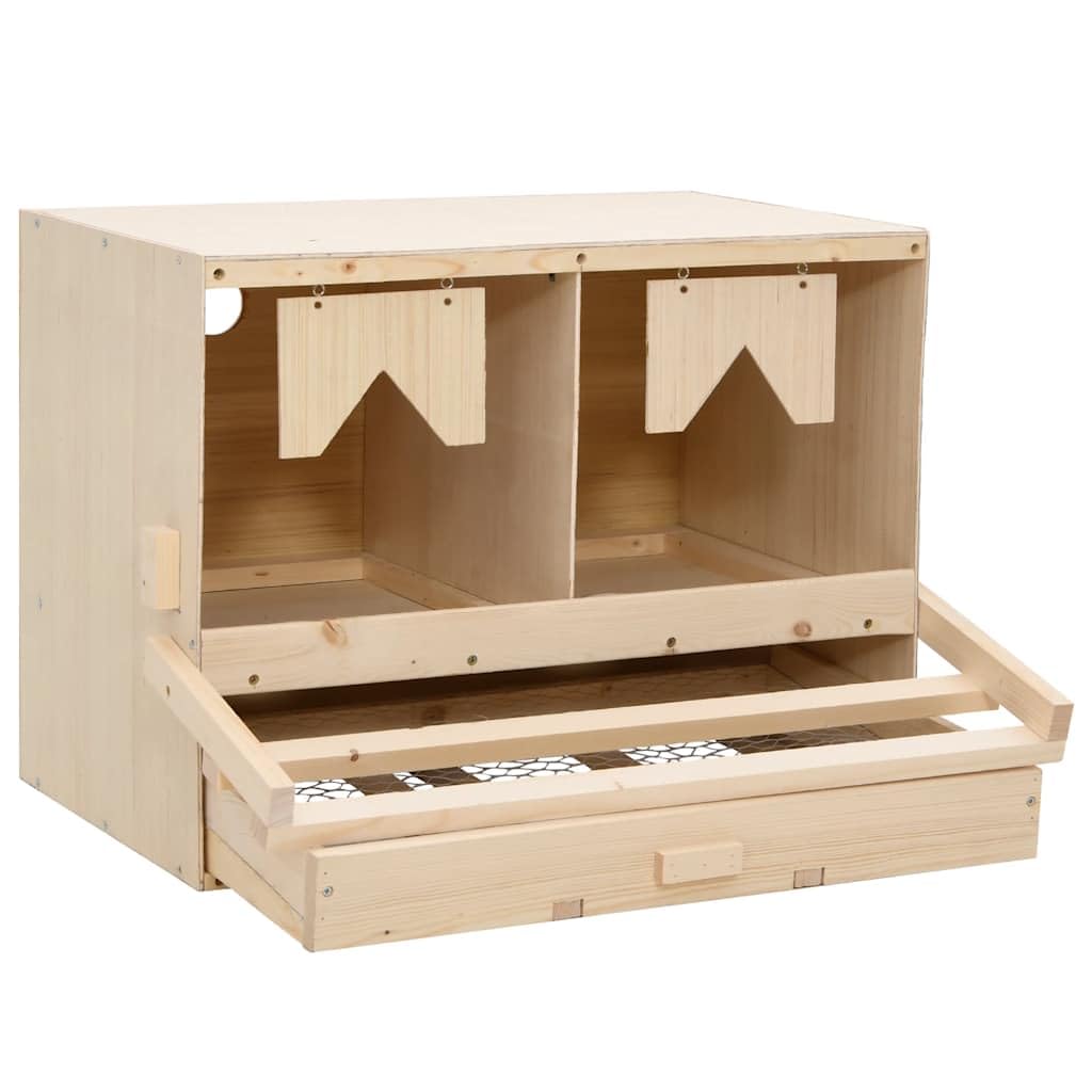 Nido para pollos, de pino macizo, con 2 compartimentos, 63 x 40 x 45 cm, base extraíble, apilable, para establo, aves de corral, cría, granja, agricultura, conservación de huevos