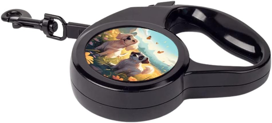 Floral Dogs Print Retractable Pet Leash - Nature Leash - Graphic Dog Leash - 118 inches