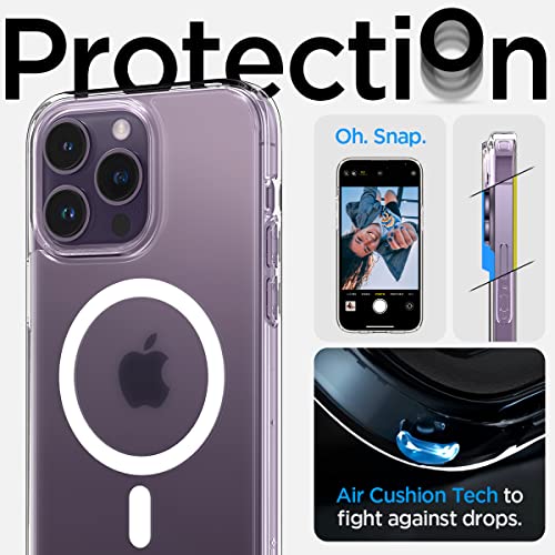 Image of Spigen Ultra Hybrid MagFit Back Cover Case for iPhone 14 Pro, Clear Transparent, MagSafe Compatible - Polycarbonate + TPU | Frost Clear