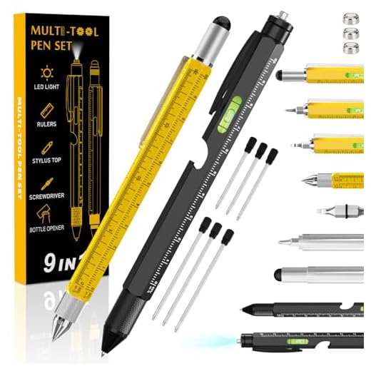 MaxLax Conjunto de canetas multiferramentas 9 em 1 – presente de dia dos pais com alicate, chaves de fenda e abridor de garrafa, presentes para homens, pais e homens ao ar livre – ótimo para o Natal e