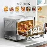 OSAMKO 6-in-1 Air Fryer Toaster Oven Combo, 12.7 QT Stainless Steel Air Fryer with Steam Infusion, Mild Steaming Convection Toaster Oven with Fast Preheat, Air Fry, Grill, Bake, Broil, Heat