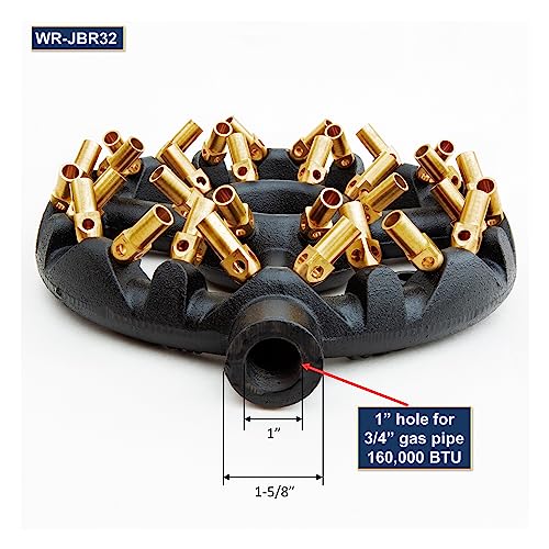 Chinese Wok Range 32 Tips Jet Burner, Copper Tips, Cast Iron Body, Propane Gas WR-JBR32LP - Thumbnail 3