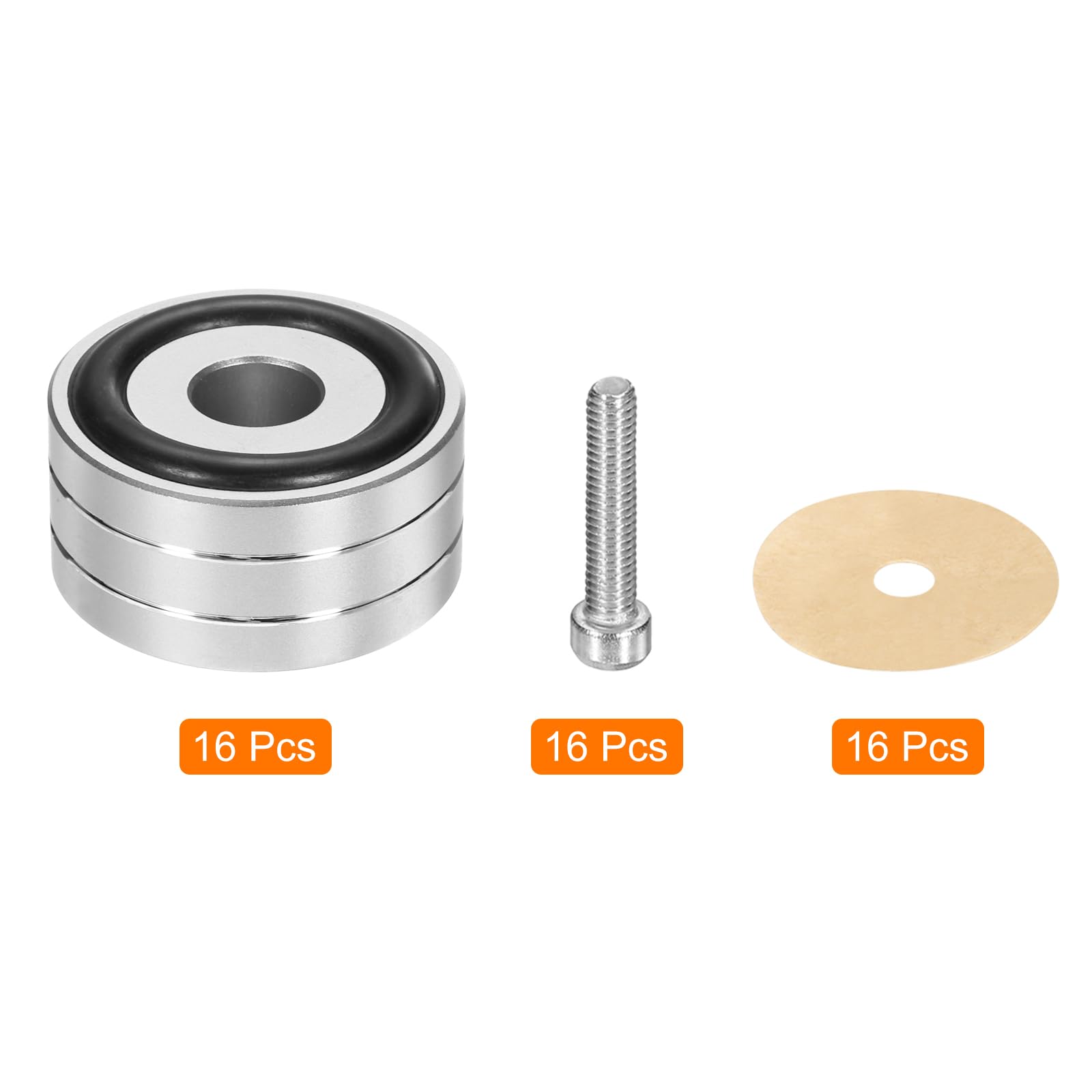 QUARKZMAN 16pz Pad di Isolamento Subwoofer 40x20mm Pad Isolamento Altoparlanti Piedini Spike per Altoparlanti Giradischi Isolamento per Attrezzature Audio, M4 Viti Argento