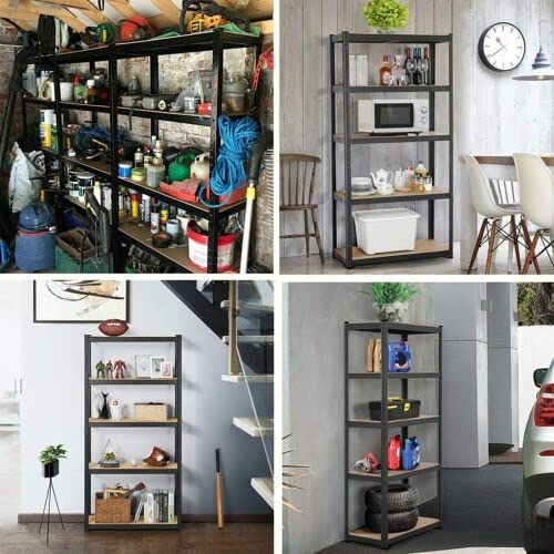 Black Shelves -5 Tier Boltless Garage Shelving Workshop Storage Racking Shelves Heavy Duty Metal Storage Rack Shelf Unit,Mdf Sheet Garage Shelf,Adjustable Shelving For Warehouse,Office,Kitchen,Home #TOP5