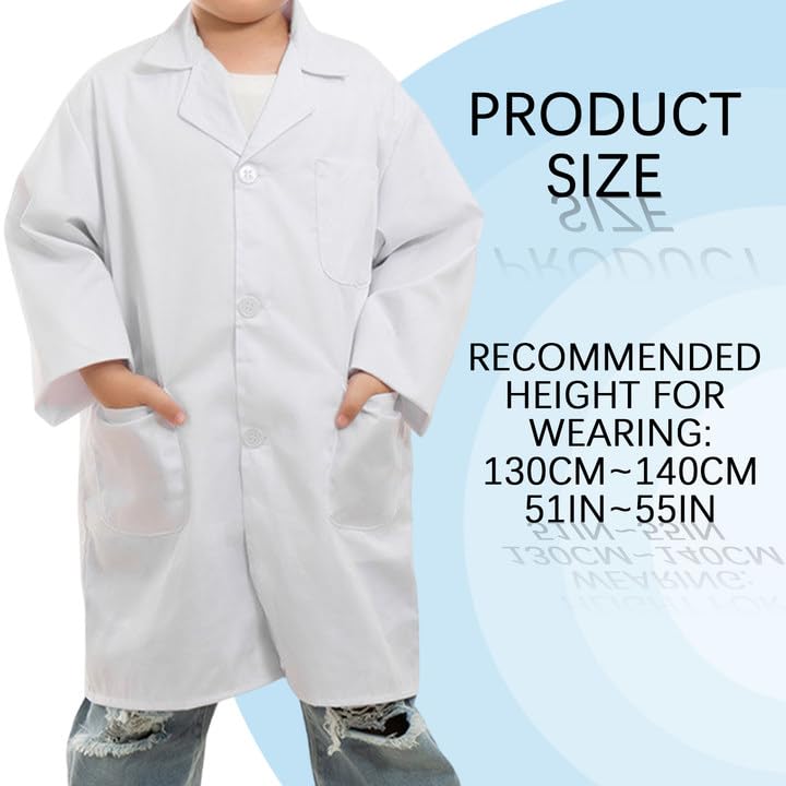 MIVAIUN Kids White Lab Coat, Boys Girls Doctors Coat, Kids Scientist Costume, School Projects (L) - Image 2