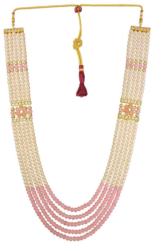 Gold Plated and Pearl Moti dulha necklace chain for Men wedding indian