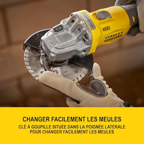 Meuleuse sans fil brushless Stanley Fatmax 18V avec moteur haute performance 125mm