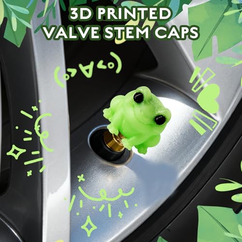 Rislobx Valve Stem Cover, Cute Luminous Frog Tire Valve Stem Cap, Air Caps for Cars Bikes Motorcycles Trucks, Decorative Car Wheel Accessories (Frog)