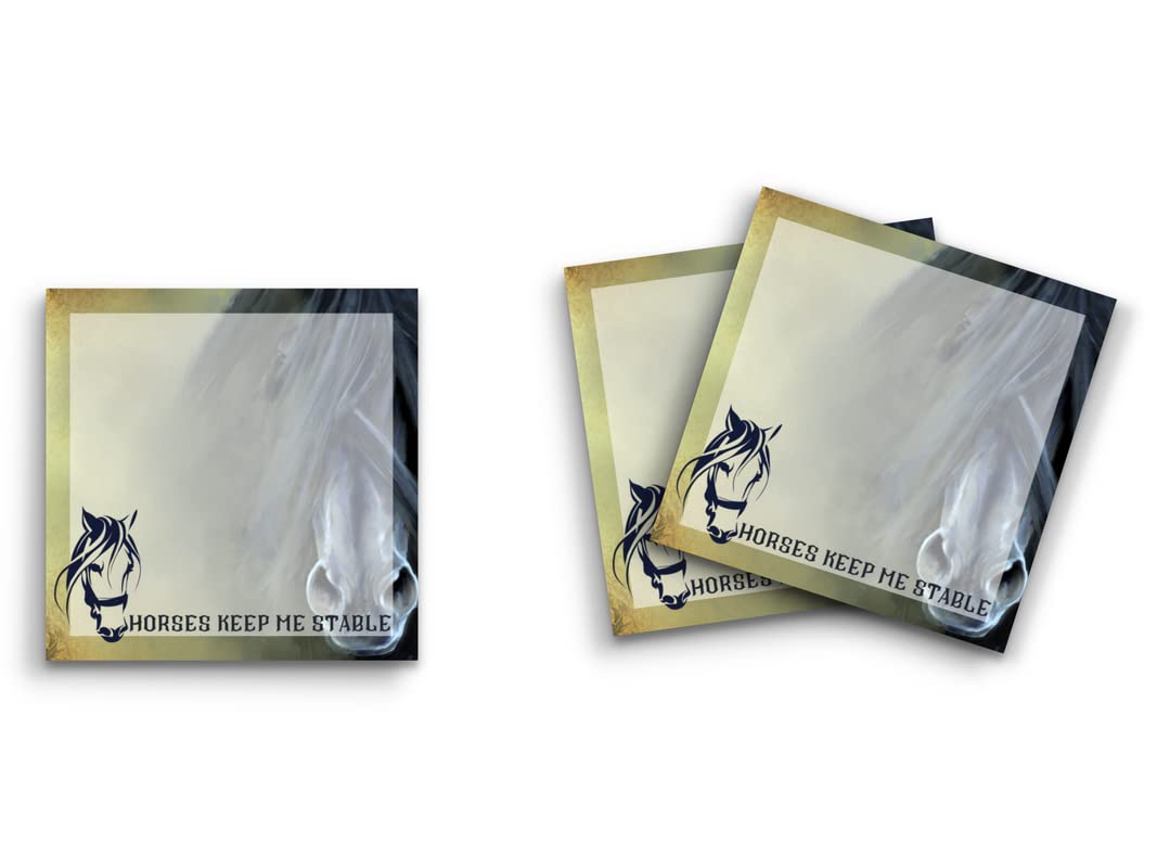 Butler in the Home Sticky Notes 12 Pack 3"x3" 50 Sheet Count Per Pad, Horses Keep Me Stable, Cute Funny Memo Note Pads Stationery Journal Planner