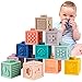 Seamuing Bloques Apilables para Bebés 6 Meses, Bloques de Construcción Suaves Juguetes de Bebé Mordedores Juguete Educativo Spremere Gioca con i Numeri Animali Forme Frutta Texture per Neonati