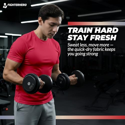 Image of Gym T Shirts for Men Workout | Sports Tshirt for Man | Running Mens T-Shirts | Polyester Men's T Shirt | Quick Dry fit Training Active Wear | Badminton Football Jersey Tshirts