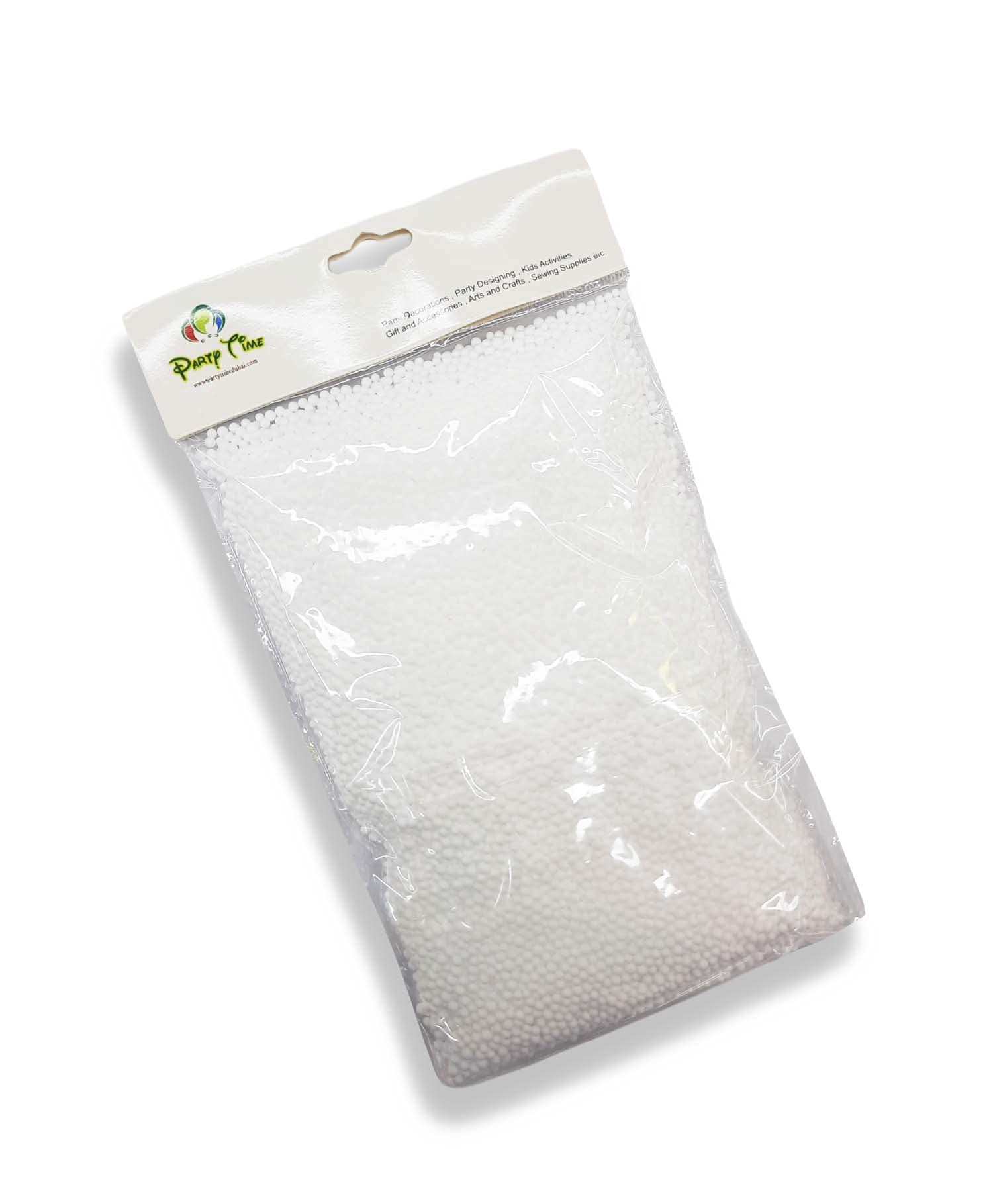 PARTY TIME - 1 Pack Small Thermacol/Foam Beads Styrofoam Beads Balls for Kids DIY Slime Making and Party Decoration (White)