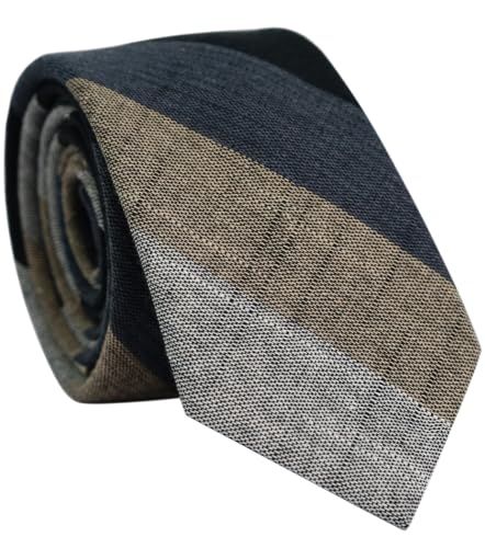 Image of BELLUNO Men's 2.5 inch Skinny Solid Cotton Linen Ties