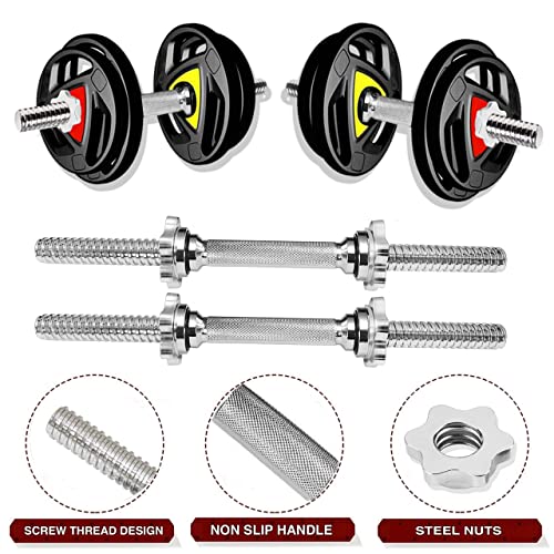 Image of BULLAR Home Gym Set 8Kg To 70Kg With Ez /Curl /Straight /Pair Of Dumbbell Rods, Customize Your Own Exercise Set With Workout Accessories (25Mm 4Ft+5Ft+Starnut, Rubber Coated Iron, 50 KG), Black