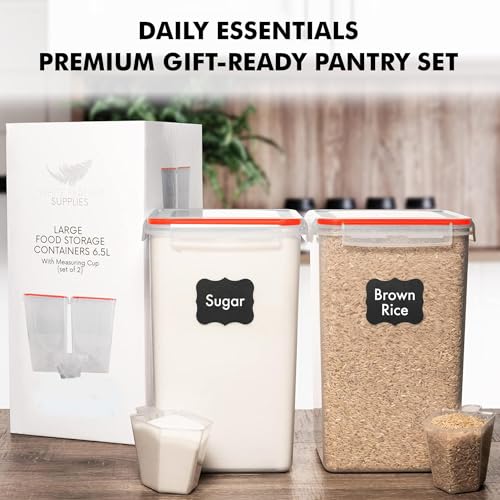 2 PC [7 Qt/ 6.5L/ 220 Oz] Large Flour Storage Containers with Airtight Lids by WHITE FEATHER SUPPLIES - Used condition - Image 9