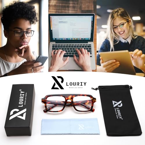 Image of Vintage Square Aviator Blue Light Blocking Glasses For Women Men Computer Lightweight Glasses Anti Eyestrain