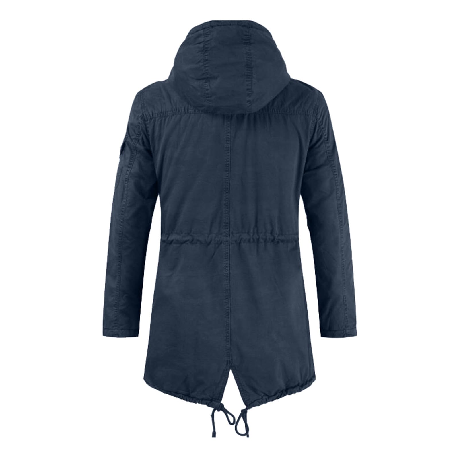 Giacca invernale da uomo militare con cappuccio, parka, lunghezza media, casual, con cappuccio, vestibilità normale, antivento, tinta unita, giacca funzionale a vento