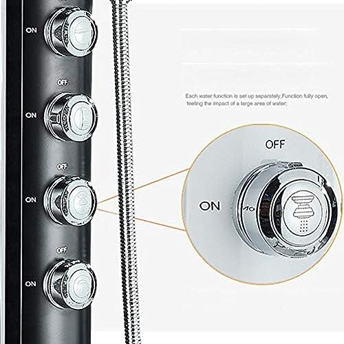 Black Shower Column Wall Mounted Shower Faucet Set Rainfall Shower Head with Body Massage Jet Shower Mixer Tower No Mixer Valve miniatura 4