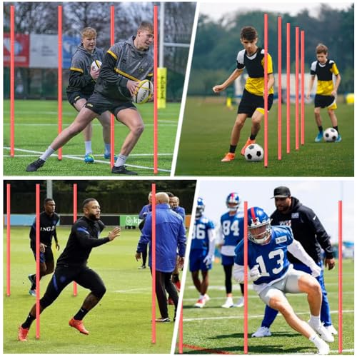 YGORTECH Slalomstangen-Set für Fußball, Agility-Training, inklusive Stangen, 6 Stück, Agility-Leiter, 10 Fußballkegel, Springseil für Geschwindigkeitstraining, Fußballtraining, Basketball und Fitness