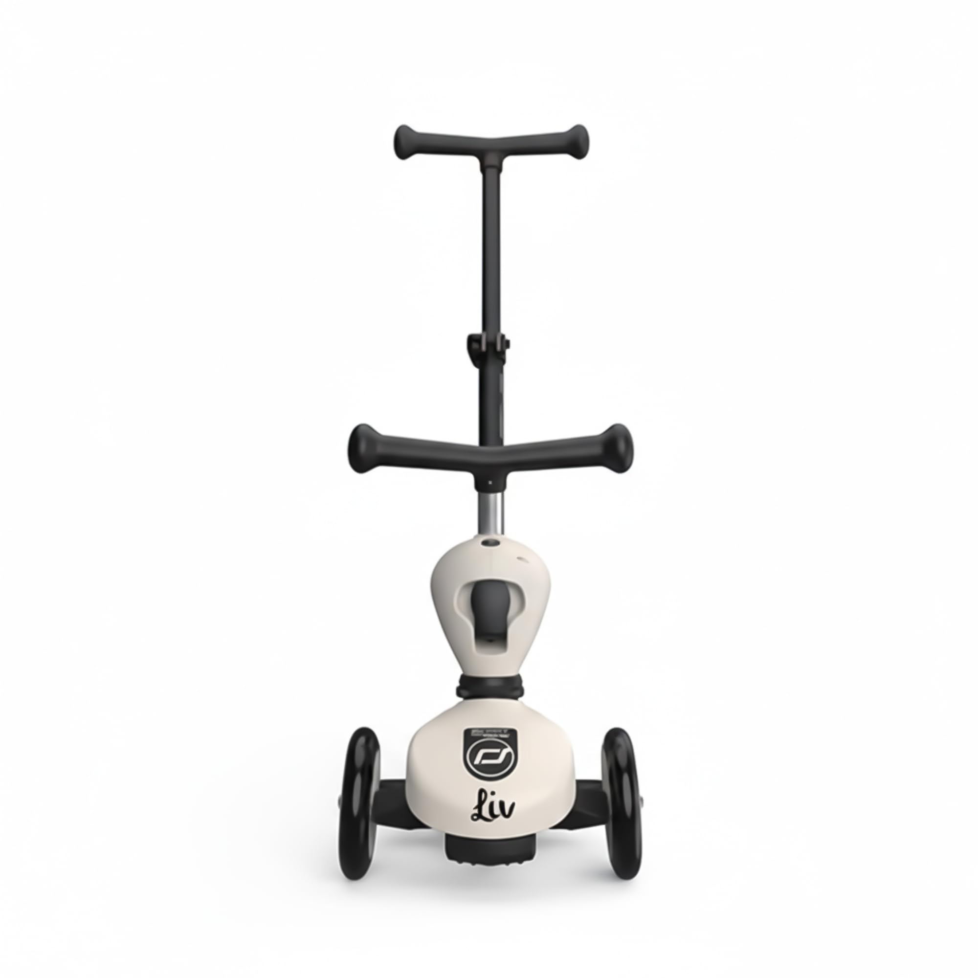 Scoot and Ride Highwaykick 1 Push & Go Cendre - 2-en-1 avec siège & Barre de poussée - Hauteur réglable - pour Enfants de 1 à 5 Ans - personnalisé avec prénom