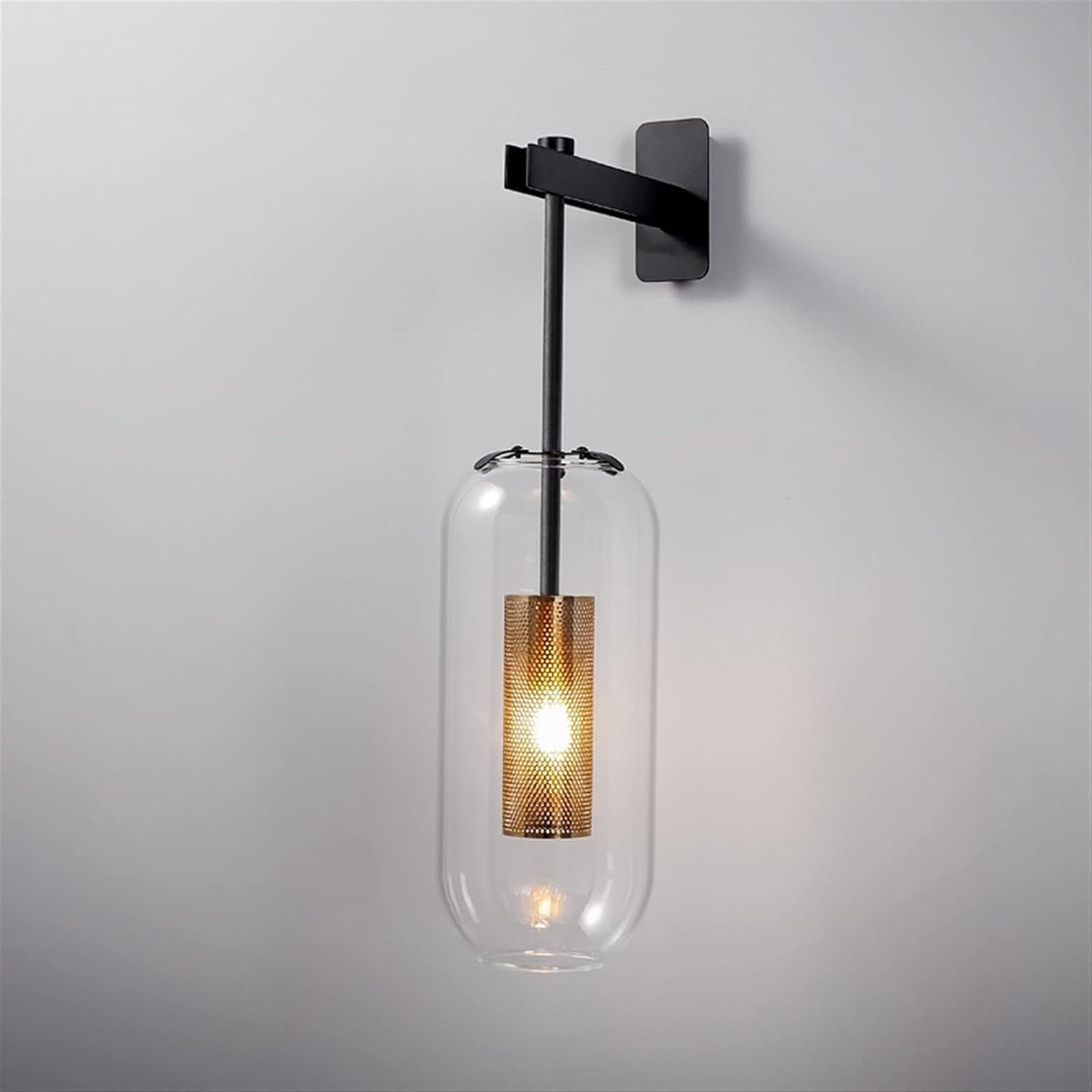 HPTHLY Bedroom Wall Lights, Wall Sconces, Wall Sconce, Glass Bedside Wall Lamps Fixture - Sconce Lighting Luminaire Golden Living Room Hallway Staires Lights (Black)