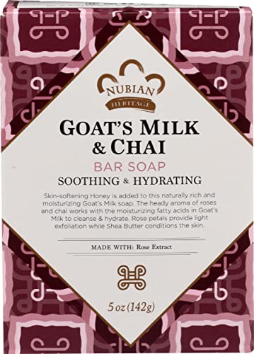 Nubian Heritage Goats Milk & Chai Bar Soap Soothing & Hydrating 5 Oz (Pack of 3)