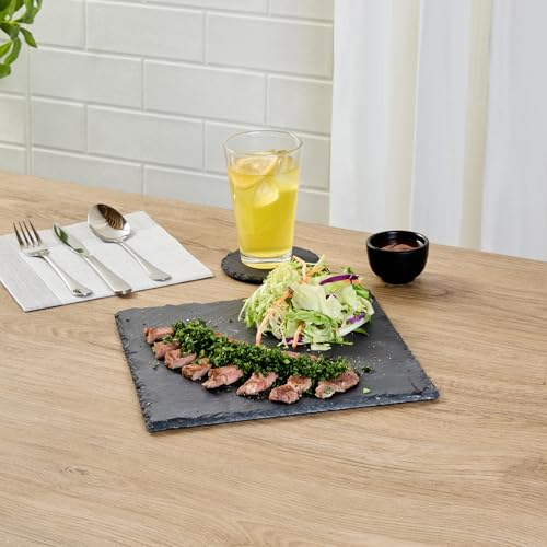 Restaurantware Square Slate Platter 1 Count 10 x 10 Inch Scratch-Resistant Slate Cheese Board Modern Serving Tray Black Rustic Design for Charcuterie and Appetizers by Restaurantware - Used condition - Image 4
