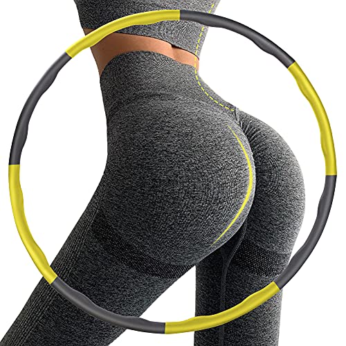 IENIN Weighted Exercise Fitness Hoop 8 Section Detachable Exercise Hoop, Portable Soft Adjustable Design Weighted Hoop for Women Man Lose Weight, Sport, Workout
