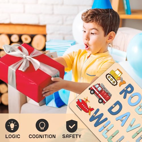 Image of Personalized Name Puzzle for Kids, Customized Baby Gifts First Birthday for Girls & Boys Name Puzzles for Toddlers 1-3 Early Learning Toys Wooden Animal Puzzle Eeducational Toy Alphabet Puzzle